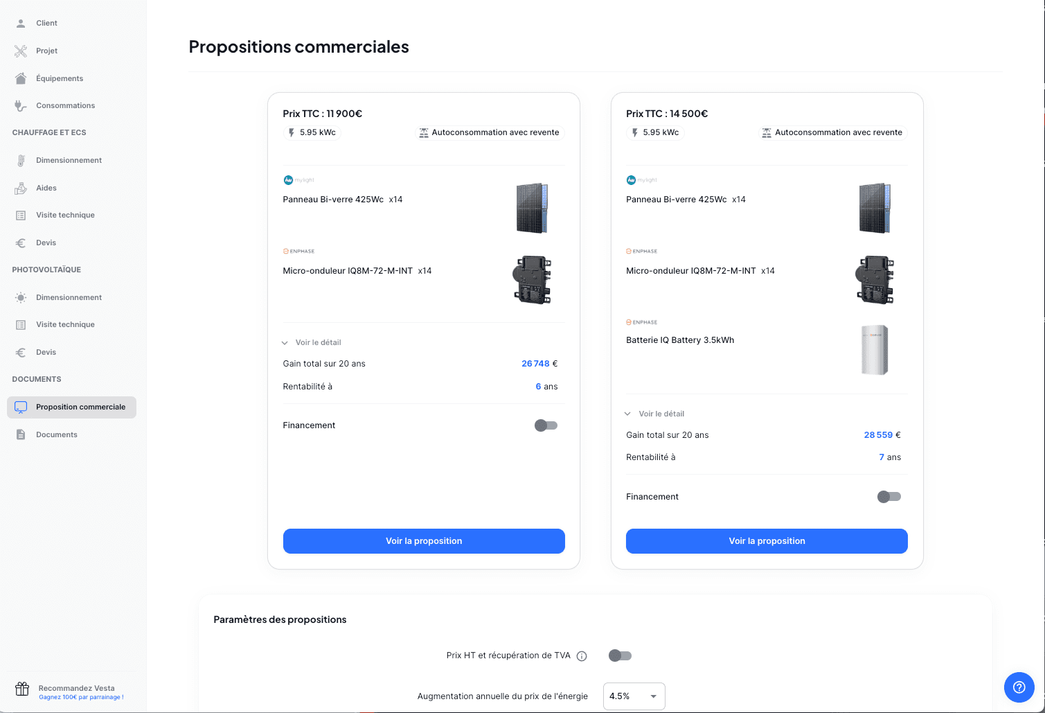 Comparaison avec batterie