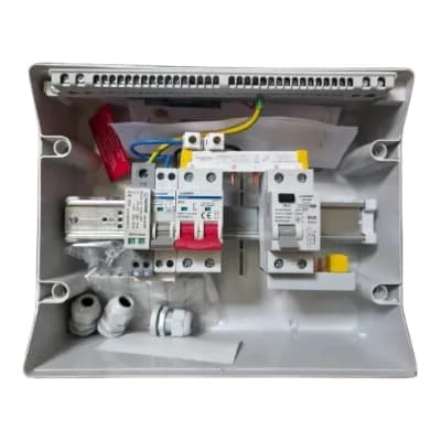 Coffret AC MADENR - 3 à 12kVA - Monophasé - Inter-sect. 63A - Inter Diff 63A/300mA Type B - Parafoudre Type 2