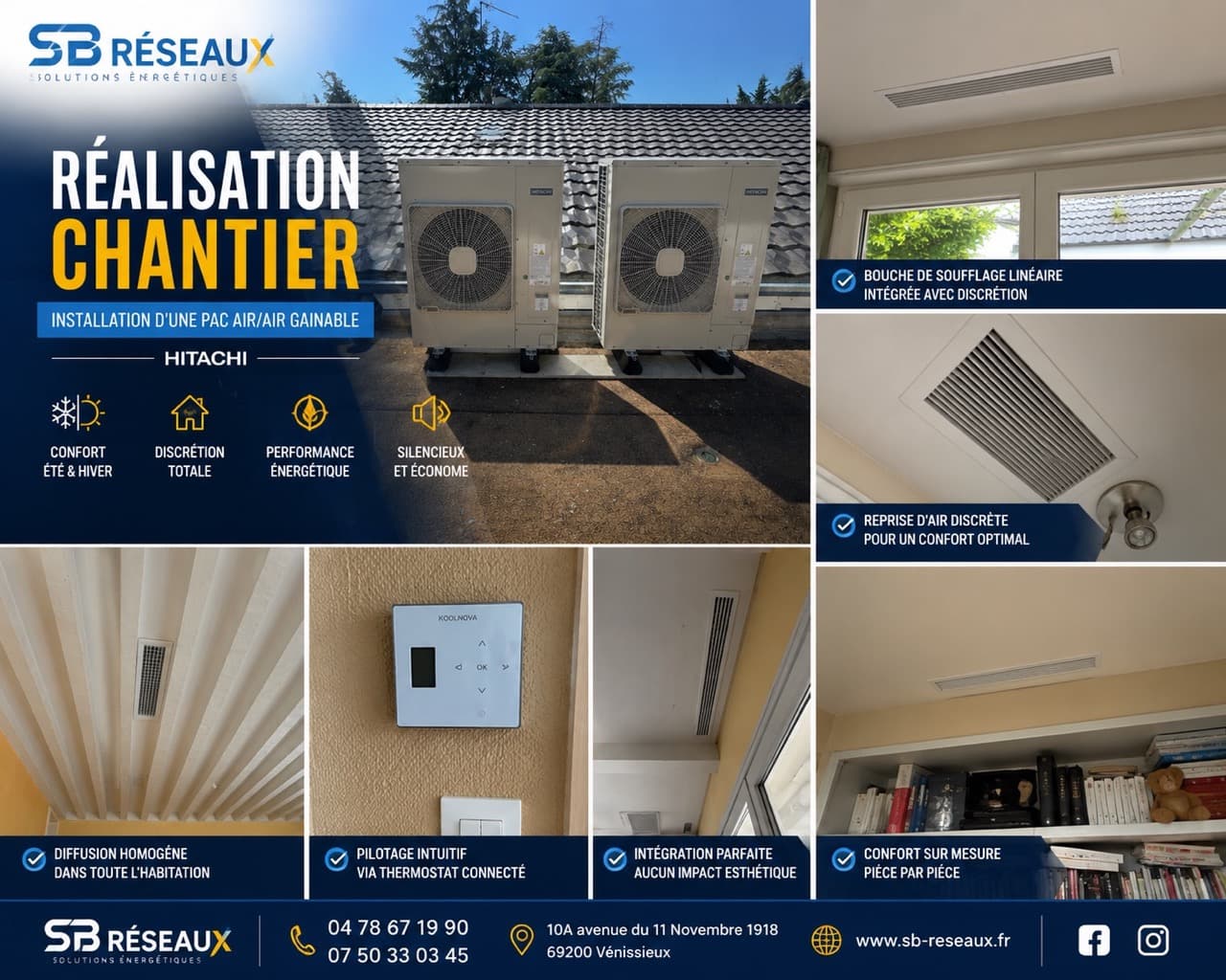 Pompe à chaleur air-air gainable de 20 kW à Charbonnières-les-Bains
