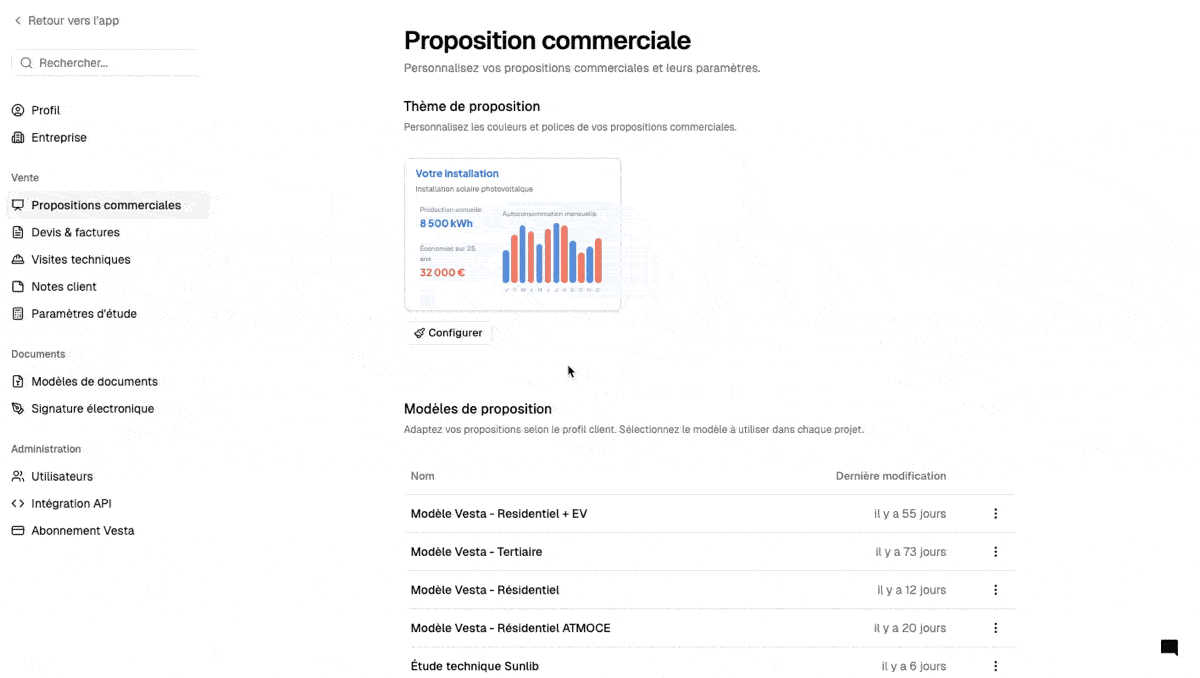 Changement de couleur de l'organisation qui se propage sur l'ensemble des templates Vesta