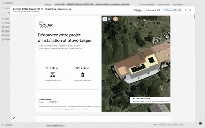 Import d'un template Vesta préfait dans une proposition commerciale
