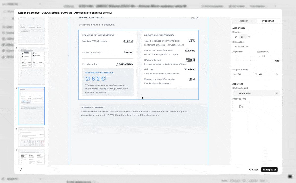 Insertion d'une variable dynamique dans un texte de proposition commerciale